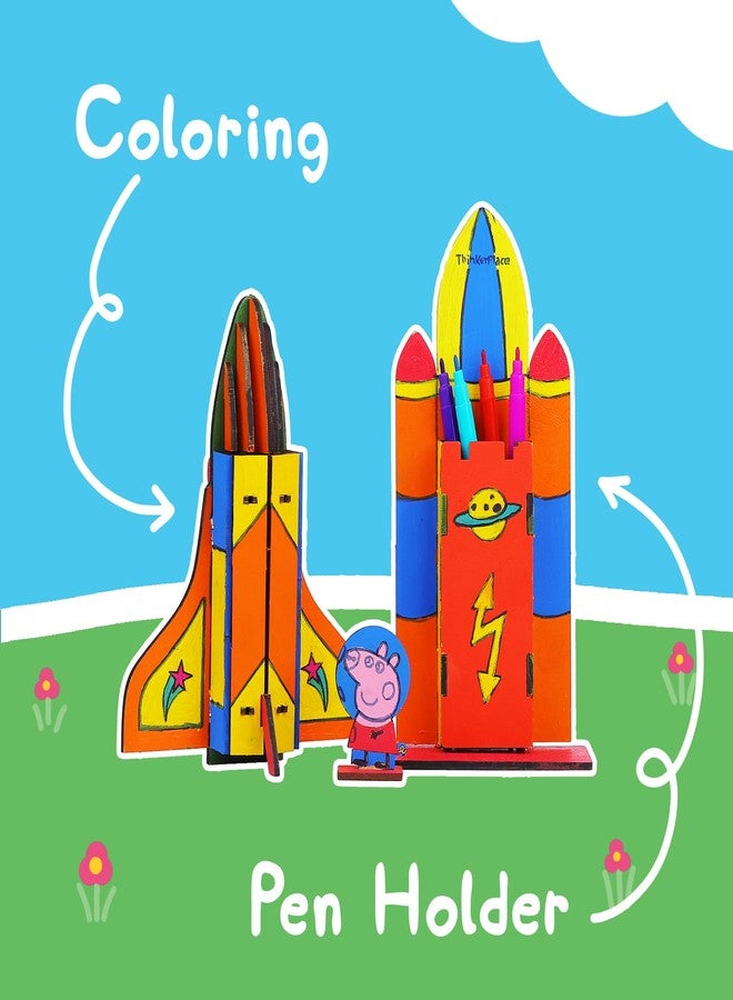 ThinkerPlace لعبة حامل أقلام على شكل مكوك فضائي من ثينكر بليس (بيبا بيج) | ابنِ، لوّن، والعب بمكوك فضائي ممتع | لعبة تعليمية في مجالات العلوم والتكنولوجيا والهندسة والرياضيات للأطفال من عمر 3 إلى 5 سنوات فما فوق | لعبة علمية وتعليمية - Image 3